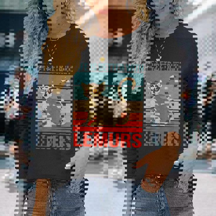 キツネザル ライフ・イズ・ベター 霊長類 キツネザル 長袖Tシャツ 彼女への贈り物