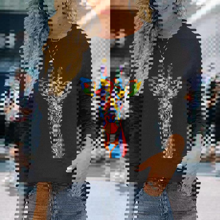 キリン 幾何学 長袖Tシャツ 彼女への贈り物