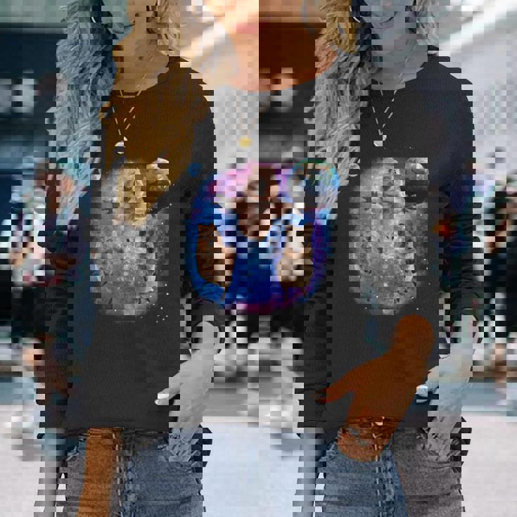 クオッカ、宇宙のクオッカ、オーストラリアの動物クオッカ 長袖Tシャツ 彼女への贈り物