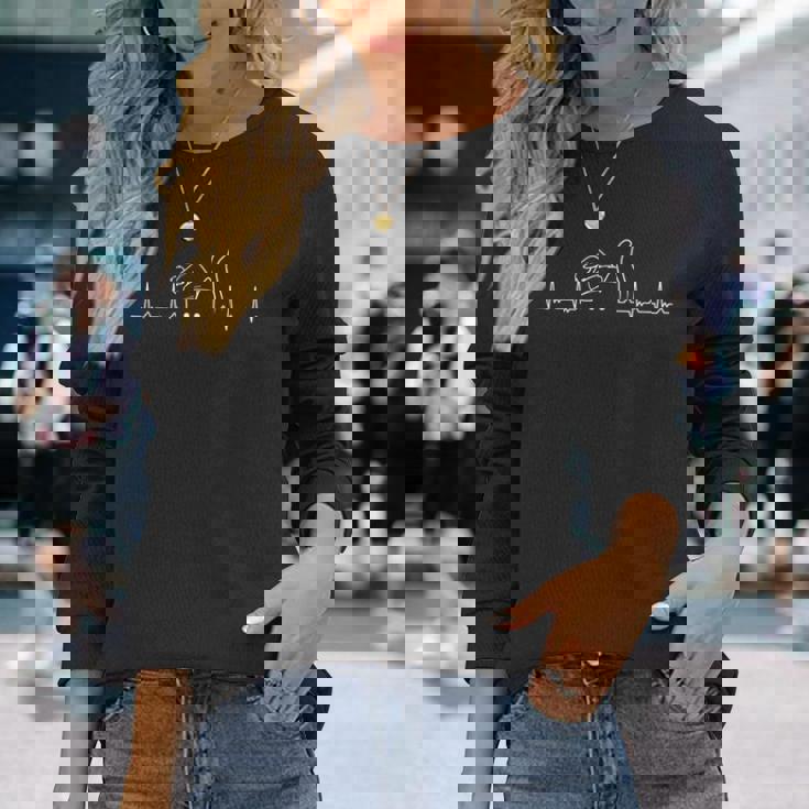 クリスマス ハートビート 猫好き ねこ好き ネコ好き ハートビート猫 猫の飼い主 心電図 おもしろ 可愛い ねこ ネコ 長袖Tシャツ 彼女への贈り物