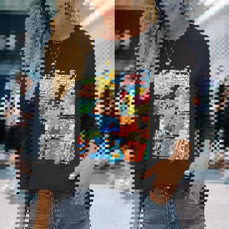 クレヨンしんちゃん アメコミ風のしんちゃん パーティタイム 長袖Tシャツ 彼女への贈り物