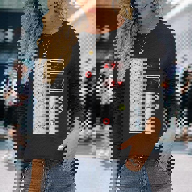 クールなエレベーターボタンアートメンズレディースリフトハロウィンコスチューム 長袖Tシャツ 彼女への贈り物