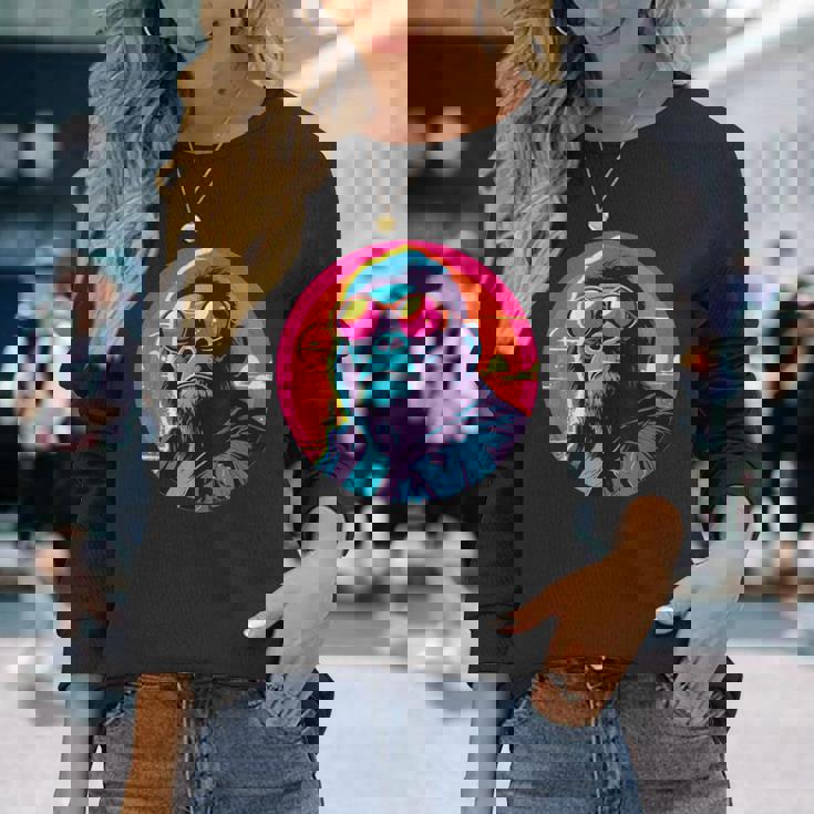 クールゴリラ サングラス付き サンセット ゴリラ 長袖Tシャツ 彼女への贈り物