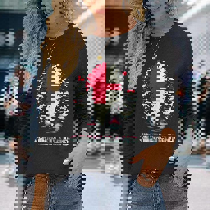 グリーンランドフラッグシャツ、グリーンランドマップ、グリーンランド、レディース、メンズ。 長袖Tシャツ 彼女への贈り物