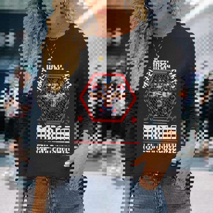 ケージファイティングで生き残るための総合格闘技mmaファイト 長袖tシャツ 長袖Tシャツ 彼女への贈り物