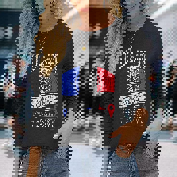 コルマール フランス国旗 Gps座標 コルマール 長袖Tシャツ 彼女への贈り物