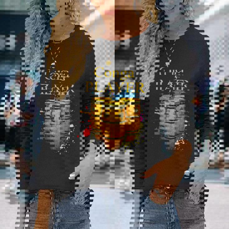 コンガコンガ奏者ミュージシャン 長袖Tシャツ 彼女への贈り物