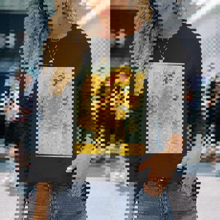 ゴッホのひまわりアートアーティスト向け 長袖Tシャツ 彼女への贈り物