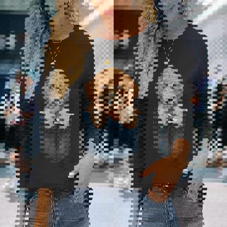 ゴールデンドゥードル 子犬 バッグ かわいい 犬 長袖Tシャツ 彼女への贈り物