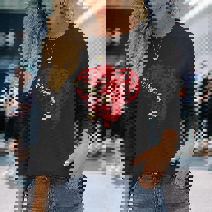 サイコビリー ホラー パンクロック Hr アンデッドハート 長袖Tシャツ 彼女への贈り物