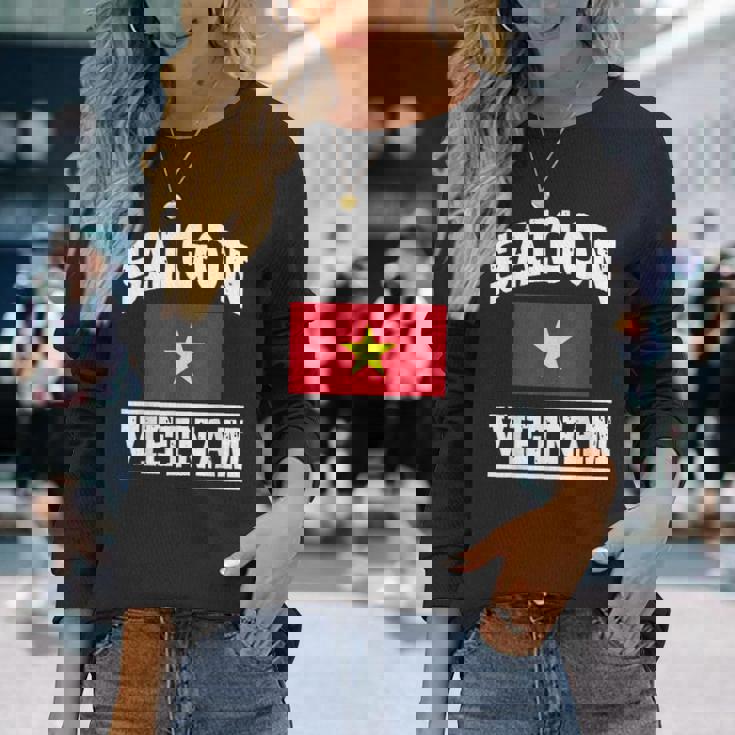 サイゴン ベトナム ホーチミン市 お土産 ベトナム国旗 長袖Tシャツ 彼女への贈り物