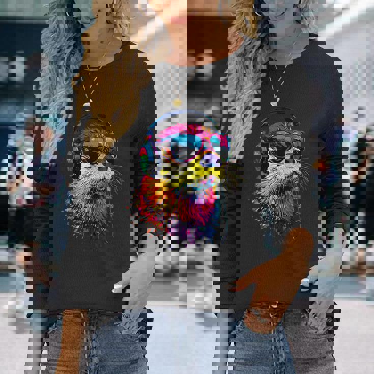 サングラスをかけたラッコ ラッコ大好き テンテン かわいい カワウソ 長袖Tシャツ 彼女への贈り物