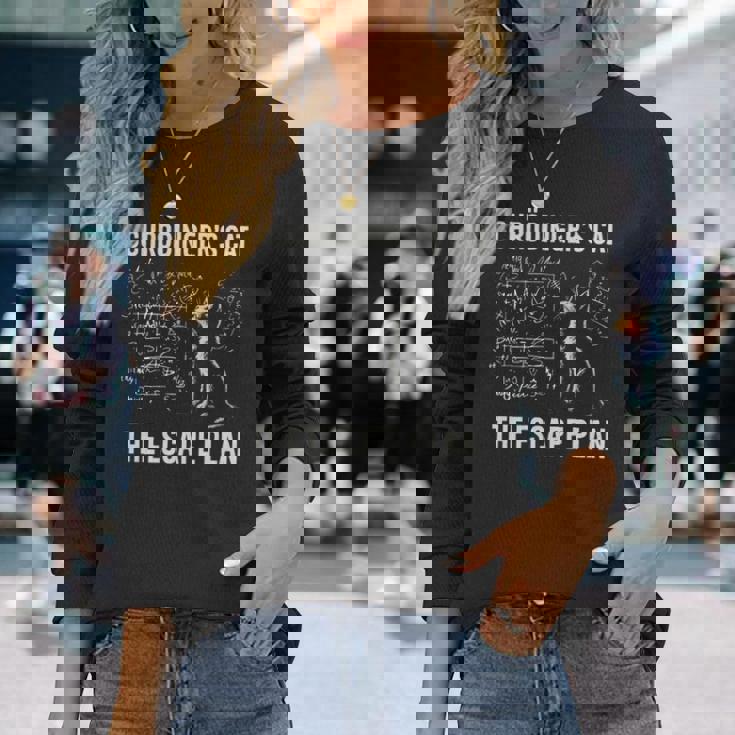 シュレーディンガーの猫 脱出計画 物理ジョーク 長袖tシャツ 長袖Tシャツ 彼女への贈り物