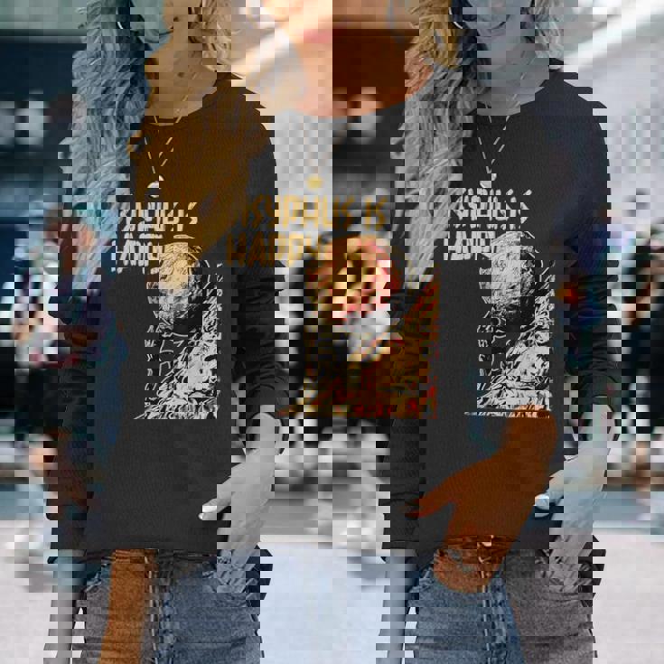 シーシュポス・イズ・ハッピー面白いギリシャ神話ミーム哲学 長袖Tシャツ 彼女への贈り物