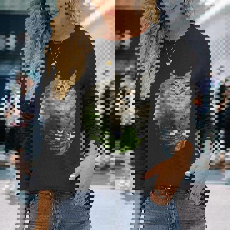 スイカ猫ミーム 長袖Tシャツ 彼女への贈り物