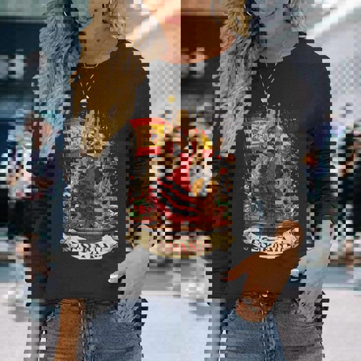 スペイン フラメンコ セビリア アンダルシア バルセロナ 長袖Tシャツ 彼女への贈り物