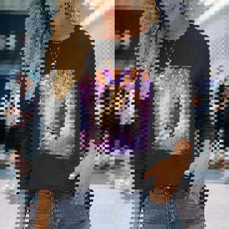 スペースギャラクシーquokka ワラビー ピザ付き 長袖Tシャツ 彼女への贈り物