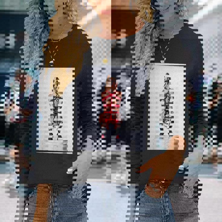 セクシーガールグラフィックtシャツ シバリロープのセクシーなピンナップガール 長袖Tシャツ 彼女への贈り物