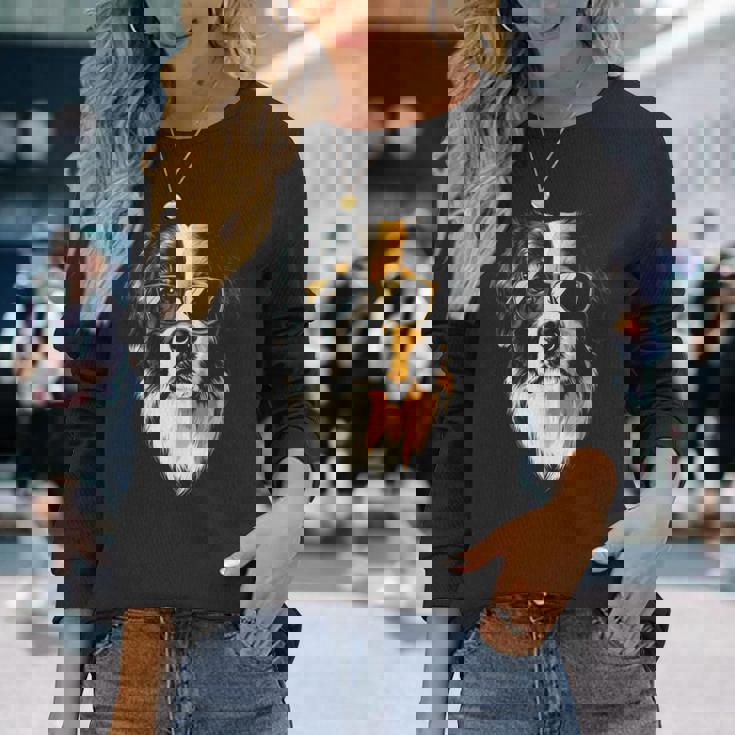 セントバーナード 犬 グラフィック ペット アートワーク セントバーナード 長袖Tシャツ 彼女への贈り物