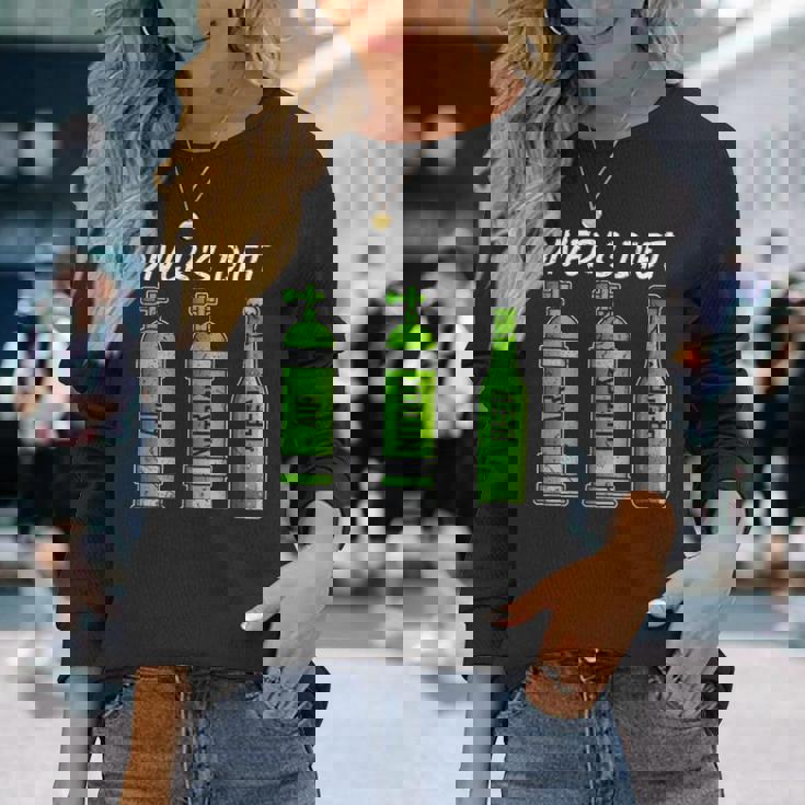 ダイバー ダイエット ビール おもしろ スキューバダイビング 長袖Tシャツ 彼女への贈り物