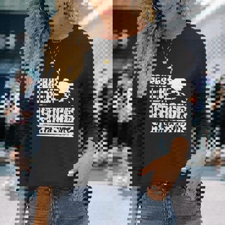 ダチョウが大好きだからだからダチョウ 長袖Tシャツ 彼女への贈り物