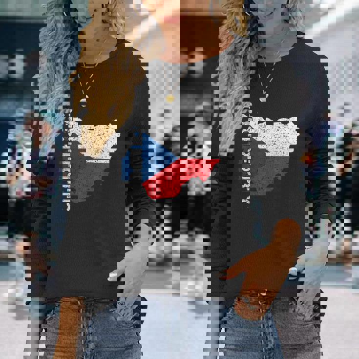 チェコ共和国 チェコ 国旗 チェコ ルーツ 地図 チェコ プライド 長袖Tシャツ 彼女への贈り物