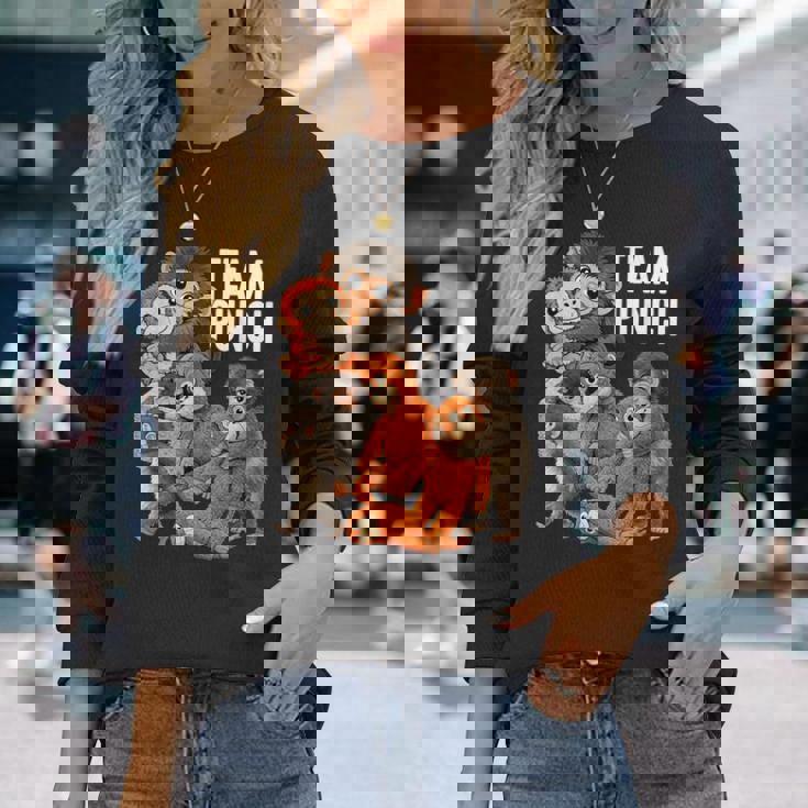 チームパンチ パンチくん 日本 赤ちゃん 猿 かわいい 長袖Tシャツ 彼女への贈り物