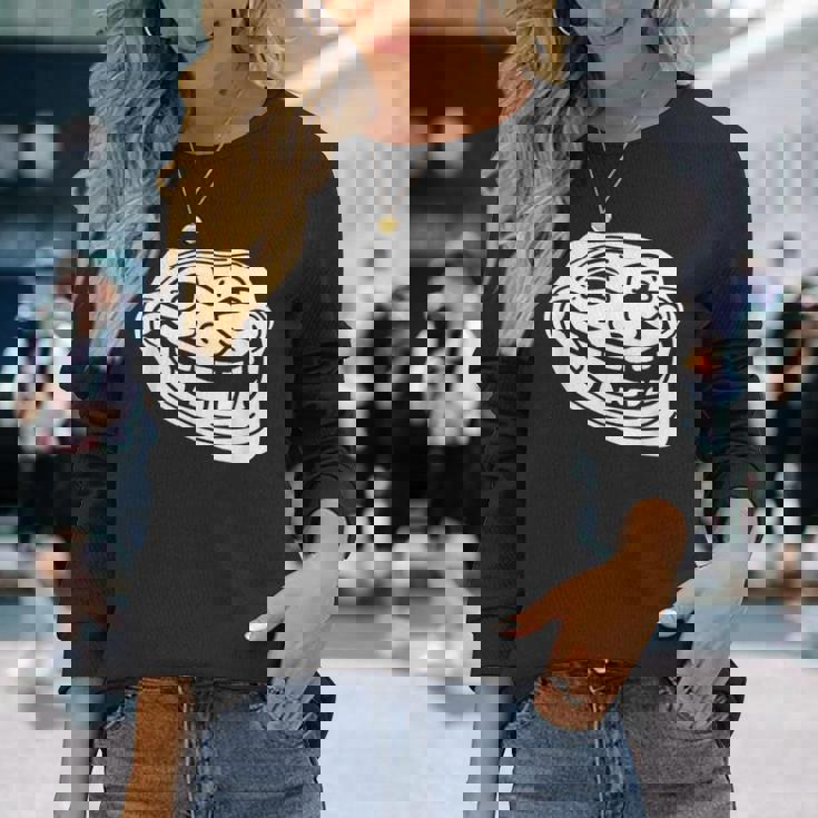 トロール フェイス ミーム ファニー ダンク ミーム トロールフェイス 長袖Tシャツ 彼女への贈り物