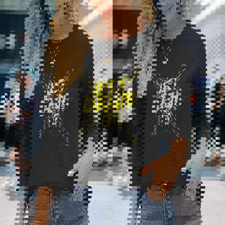 ドラムドラマーのドラマーミュージシャン衣装ドラマー 長袖Tシャツ 彼女への贈り物