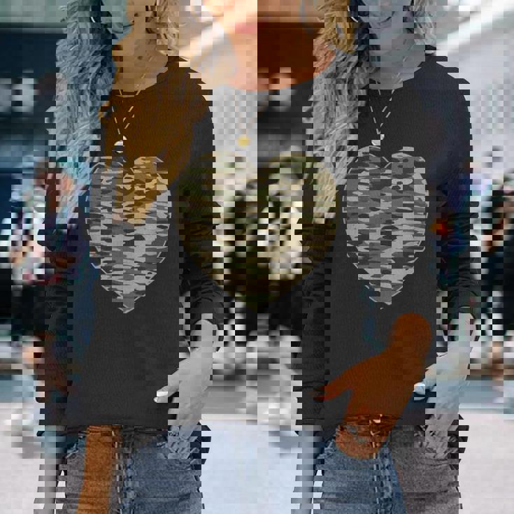 ハート迷彩服 レディース メンズ 迷彩 ミリタリー タクティカル 長袖Tシャツ 彼女への贈り物