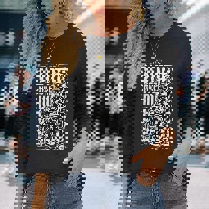 バーバーショップ メンズ バーバー ビアード 長袖Tシャツ 彼女への贈り物