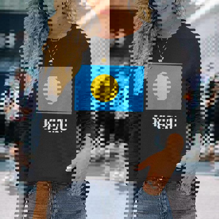 パラオの国旗 長袖Tシャツ 彼女への贈り物