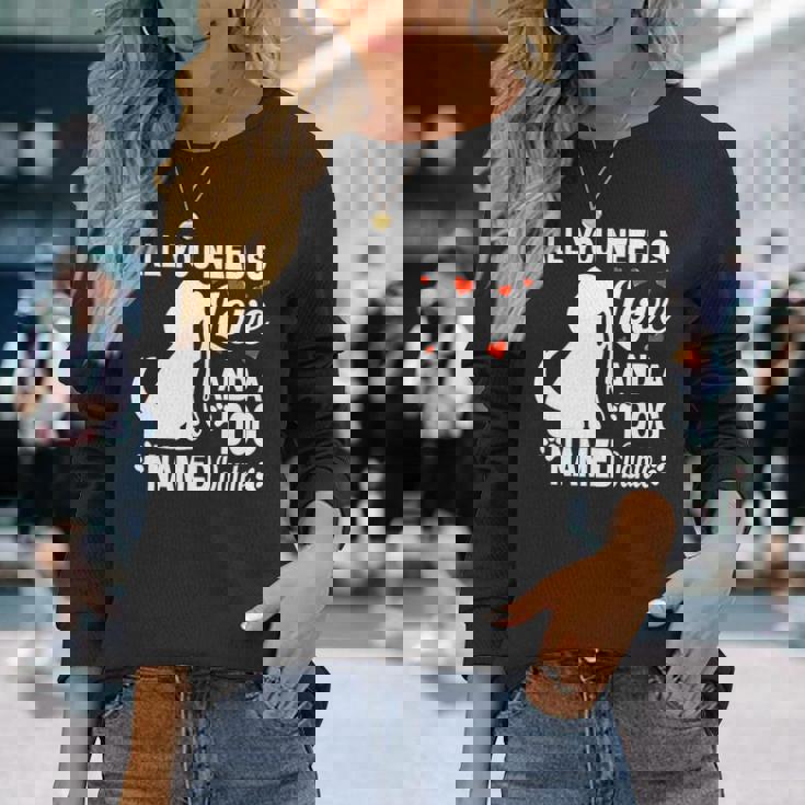 パーソナライズドドッグネームダンテかわいい犬ペット愛好家 長袖tシャツ 長袖Tシャツ 彼女への贈り物