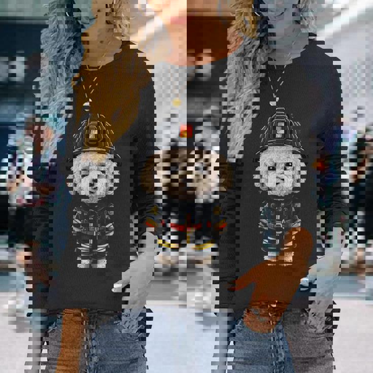 ビション・フリーゼ 消防士の消防士 ビション・フリーゼ 長袖Tシャツ 彼女への贈り物