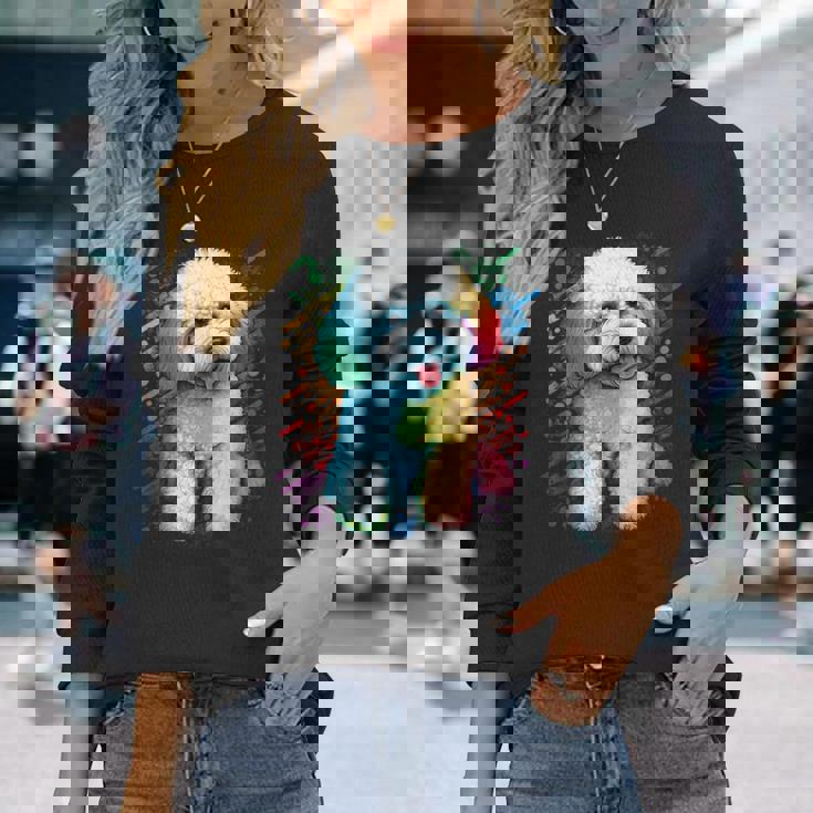 ビション・フリーゼ好きのかわいいビション・フリーゼの犬 長袖Tシャツ 彼女への贈り物