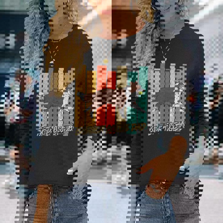 ビンテージ レッドボーダーコリー 犬 お父さん 犬 飼い主 父の日 長袖Tシャツ 彼女への贈り物