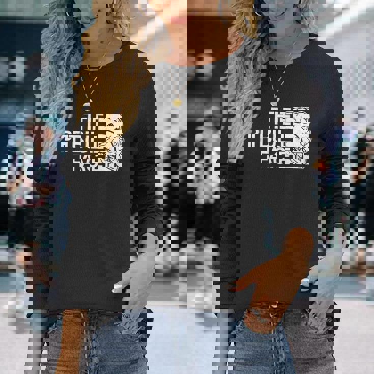 ピットブルフェイス ファニー ドッグ ピットブル 長袖Tシャツ 彼女への贈り物