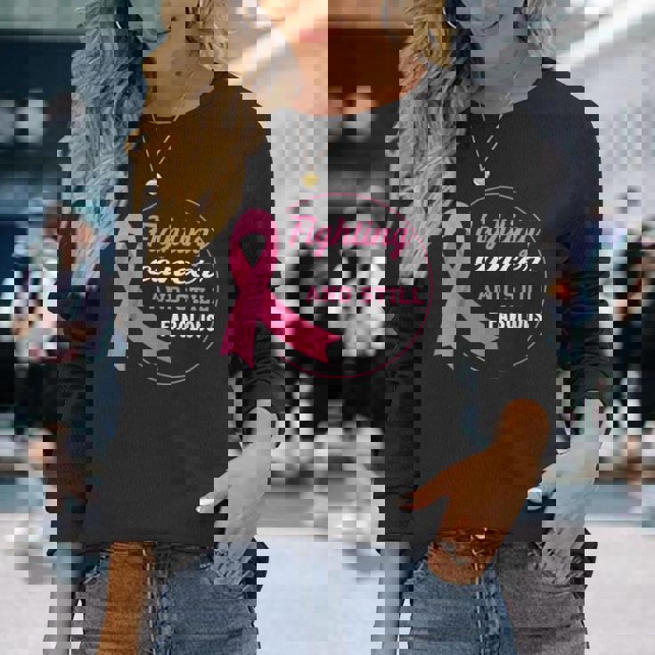 ピンクリボン 乳がん 長袖Tシャツ 彼女への贈り物