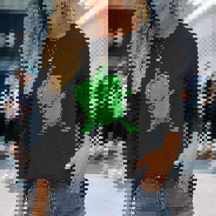 ピーマン ダビングベルペッパー 野菜 愛 ピーマン 長袖Tシャツ 彼女への贈り物