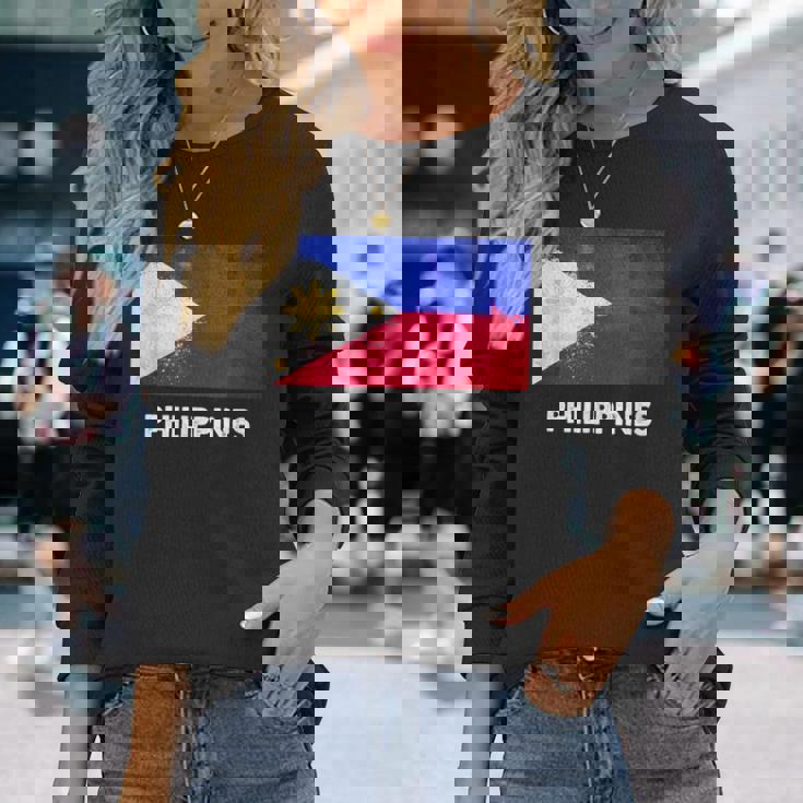 フィリピン国旗tシャツ 長袖Tシャツ 彼女への贈り物