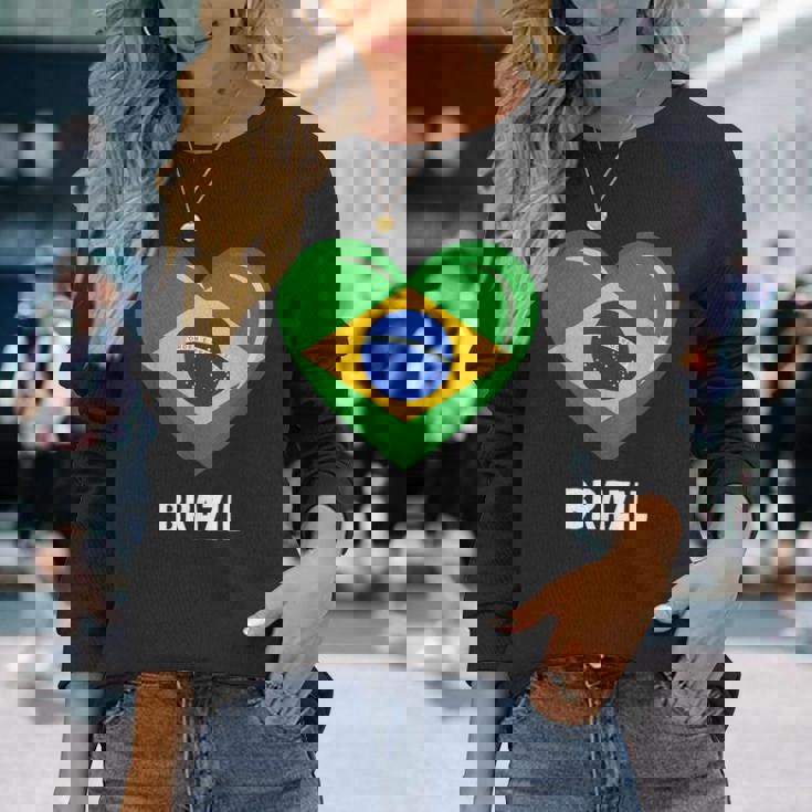 ブラジル国旗シャツ 長袖Tシャツ 彼女への贈り物