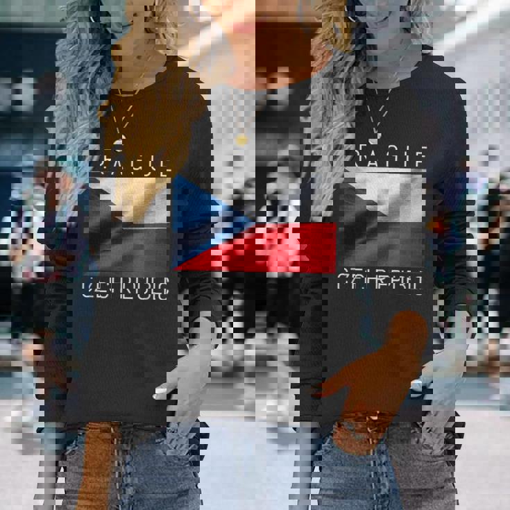 プラハtシャツ 素敵なチェコ共和国の国旗 お土産 長袖Tシャツ 彼女への贈り物