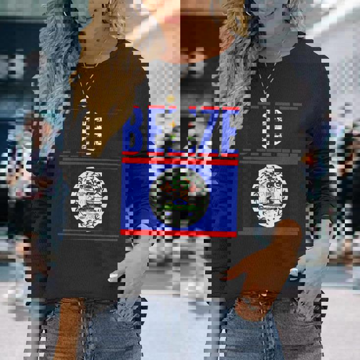 ベリーズ ベリーズの国旗 長袖Tシャツ 彼女への贈り物