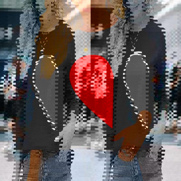 ペア ハート 親子 恋人（Left 左）（ビューティフルライフ）半分 コーデ リンク ルック かわいい 長袖Tシャツ 彼女への贈り物