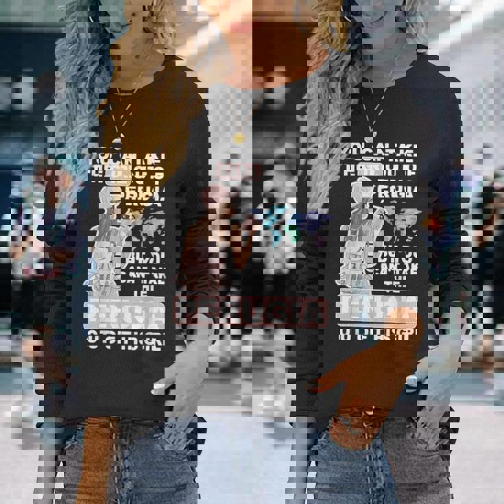 ペルージャシティのクールな少女 誇り高きペルージャガール 長袖Tシャツ 彼女への贈り物