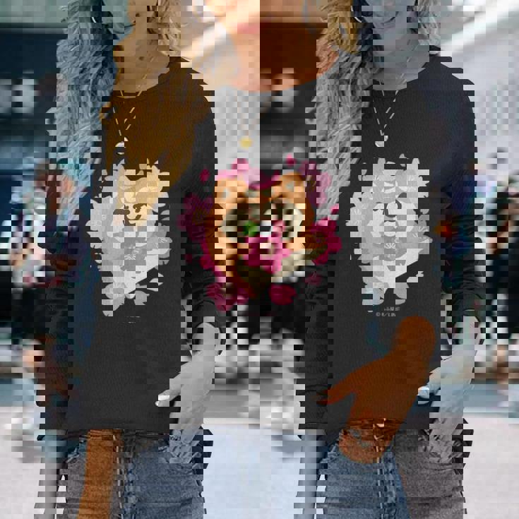 ボンレス犬とボンレス猫 桜 ボンレス犬 長袖Tシャツ 彼女への贈り物