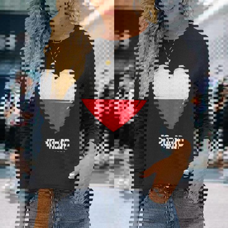 ポーランド国旗シャツ 長袖Tシャツ 彼女への贈り物