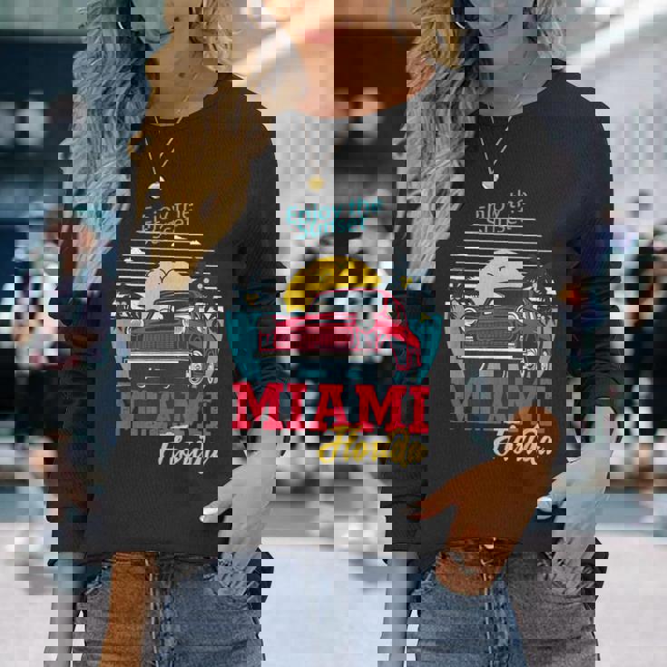 マイアミビーチtシャツ、マイアミ半袖グラフィックデザイン。 長袖Tシャツ 彼女への贈り物