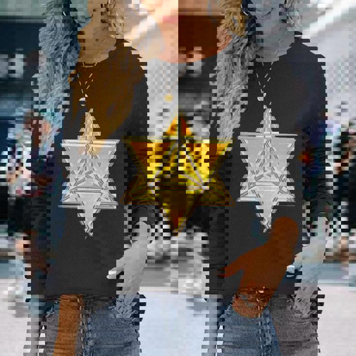 マカバ神聖幾何学ヨガスピリチュアリティ瞑想トレンド 長袖Tシャツ 彼女への贈り物