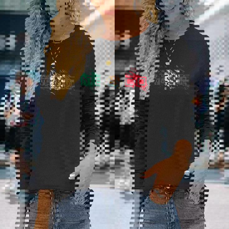 メキシコ メキシコ国旗 落書き文字 ラテン系 長袖Tシャツ 彼女への贈り物